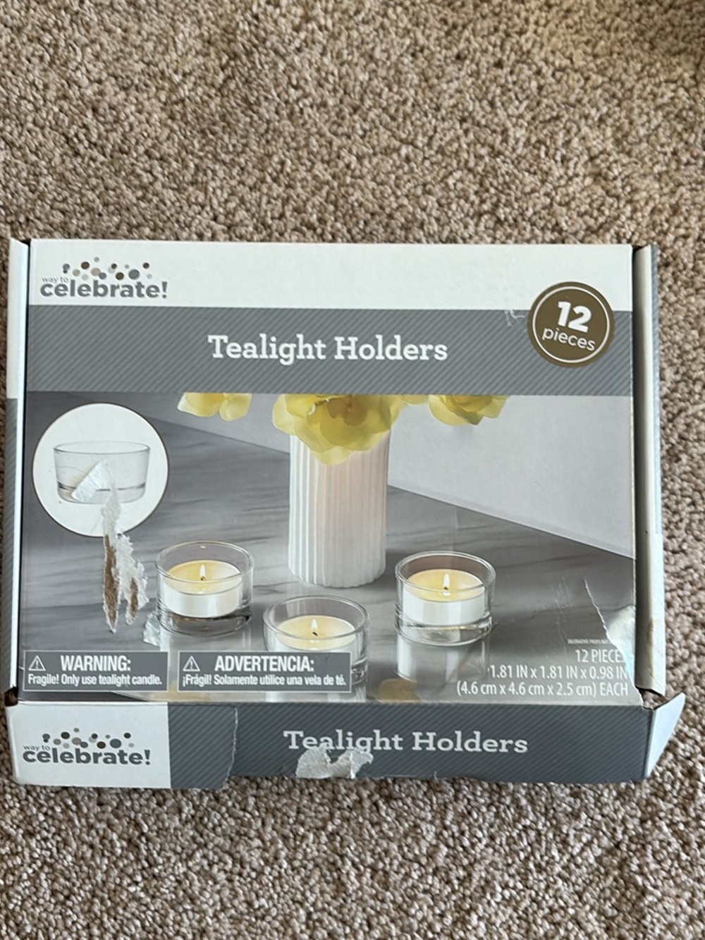 Clear Glass Tealight Holders - 12
